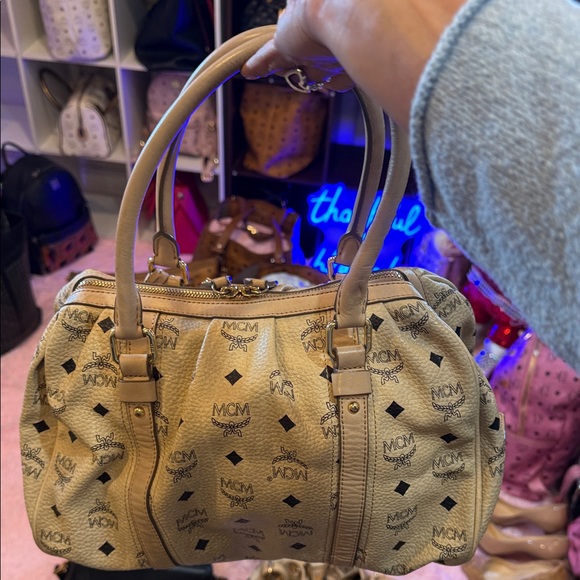 MCM Tan Monogram Satchel - Picture 2 of 9